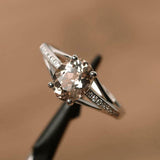 1.5ct Engagement Ring Oval Cut Peach Morganite Split Shank 14k White Gold Finish