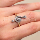 0.3ct Round Cut Moissanite Musical Note Engagement Ring 14k Yellow Gold Plated
