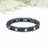 2ct Baguette Cut Black Diamond Wedding Band Eternity Milgrain 14k BlackGold Over