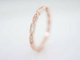 0.2ct Baguette Cut Diamond Wedding Band Milgrain Half Eternity 14k RoseGold Over