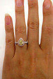 3Ct Pear Cut Yellow Sapphire Accent Halo Engagement Ring 14K Dual Tone Gold Over