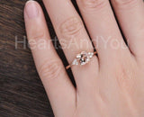 1ct Cushion Cut Simulated Morganite Cluster Engagement Ring 14k Rose Gold Plated