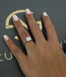 0.75ct Cushion Cut Diamond Accent Band Solitaire Engage Ring 14k White Gold Over