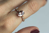 1.4ct Oval Cut Peach Morganite Engagement Ring Diamond Accent 18k Rose Gold Over