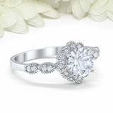 2ct Round Cut Diamond Engagement Ring Vintage Halo Art Deco 14k WhiteGold Finish