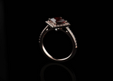 1ct Princess Cut Red Garnet Engagement Ring 14k Rose Gold Finish Halo Solitaire