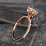 1.5ct Round Cut Diamond Engagement Ring Flower Unique 14k Rose Gold Finish