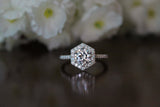 2.3ct Round Cut VVS1 Diamond Hexagon Halo Engagement Ring 14k White Gold Finish