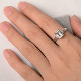 2ct Emerald Diamond Engagement Ring Solitaire Filigree Accent 14k WhiteGold Over