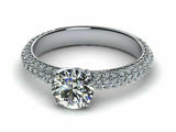 2.1ct Round Cut Clustered Diamond Band Engagement Ring 14k White Gold Finish New