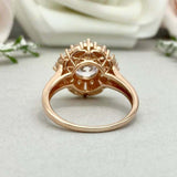 2.2ct Engagement Ring Round Cut Diamond Ballerina Sunburst 14k Rose Gold Finish