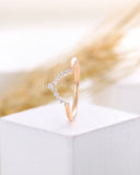 0.2ct Round Cut Moissanite Curved Minimalist Wedding Band 14k Rose Gold Plated