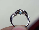 2.45ct Engagement Ring Round Cut Blue Topaz Swirl Twist 14k White Gold Finish