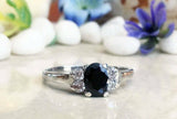 1.2ct Engagement Ring Oval Cut Black Diamond Solitaire 14k White Gold Finish