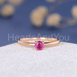 0.3ct Round Cut Simulated Ruby Solitaire Minimalist Ring 14k Rose Gold Plated