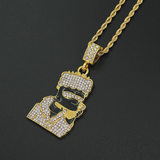 5Ct Round Cut Diamond Cartoon Character Hip Hop Pendant 14K Yellow Gold Finish