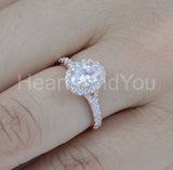 2.2ct Oval Cut Simulated Diamond Halo Engagement Ring 14k Rose Gold Plated