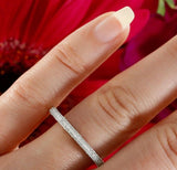 1ct Round Diamond Half Eternity Vintage Wedding Ring Band 14k White Gold Finish