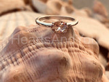 0.6ct Oval Cut Simulated Peach Morganite Solitaire Ring 14k White Gold Plated