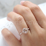 1ct Cushion Cut Simulated Morganite Floral Engagement Ring 14k Rose Gold Plated