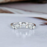 0.8ct Round Cut Diamond Wedding Band Curved Half Eternity 18k White Gold Finish