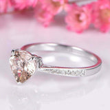 1.5ct Emerald Cut Morganite Engagement Ring Solitaire Accent 14k White Gold Over