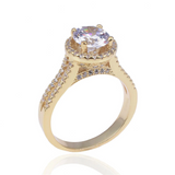 1.9ct Round Cut Diamond Engagement Ring 14k Yellow Gold Finish Accents Solitaire