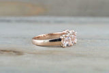 3.5ct Cushion Cut Morganite Wedding Band 14k Rose Gold Over 5 Stone Anniversary