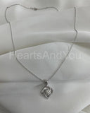 1ct Round Cut Moissanite Floral Pendant with Chain 14k White Gold Plated