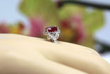 2.2ct Oval Cut Pink Ruby Engagement Ring Diamond Floral Halo 14k White Gold Over