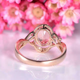 2.3ct Oval Cut Peach Morganite Stylish Halo Filigree Ring 14k Rose Gold Finish