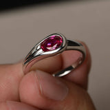 0.75ct Oval Cut Pink Ruby Solitaire Promise Engagement Ring 14k WhiteGold Finish
