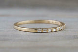 1ct Baguette Cut Diamond Wedding Band Minimalist Eternity 14k Yellow Gold Finish