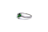 0.1ct Engagement Ring Round Cut Green Emerald Bypass Trilogy 14k White Gold Over