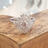 3.5ct Round Cut Diamond Engagement Ring Sunburst Ballerina 14k White Gold Finish