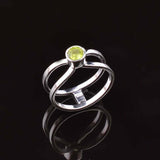 0.3ct Engagement Ring Round Cut Green Peridot Split Shank 14k White Gold Finish