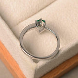 0.5ct Engagement Ring Kite Cut Green Emerald V Shape Crown 14k White Gold Finish