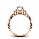 2ct Round Cut Diamond Filigree Solitaire Round Accent Ring 14k Rose Gold Finish