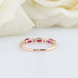 1ct Marquise Cut Alternate Pink Ruby Diamond Wedding Band 14k Rose Gold Finish