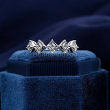 0.4ct Asscher Simulated Diamond Five Stone Wedding Band 14k White Gold Plated