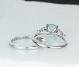 2.1ct Round Cut Simulated Aquamarine Three Stone Bridal Set 4k White Gold Plated