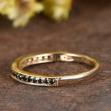 1ct Round Cut Black Diamond Wedding Band Vintage Eternity 14k Yellow Gold Finish