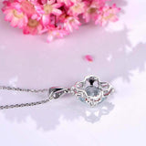 1.6ct Cushion Cut Blue Aquamarine Floral Pendant with Chain 14k White Gold Over