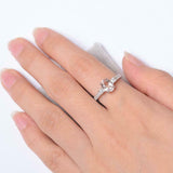 2.1ct Oval Cut Morganite Solitaire with Accent Trilogy Ring 14k White Gold Over