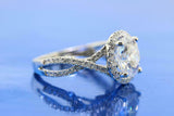 2.6ct Oval Cut Diamond Engagement Ring Twisted Split Band 14k White Gold Finish