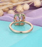 2ct Emerald Cut Peach Morganite Diamond Halo Engagement Ring 14k RoseGold Finish