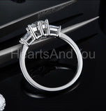 0.5ct Round Cut Moissanite Three Stone Engagement Ring 14k White Gold Plated