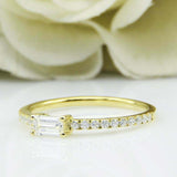 1.3ct Baguette Cut Diamond Engagement Ring East West Design 14k Yellow Gold Over