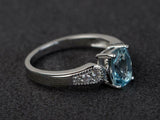 2.2ct Cushion Cut Aquamarine Diamond Accent Solitaire Ring 14k White Gold Finish
