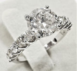 2.25ct Round Cut Moissanite Solitaire with Accents Ring 14k White Gold Plated